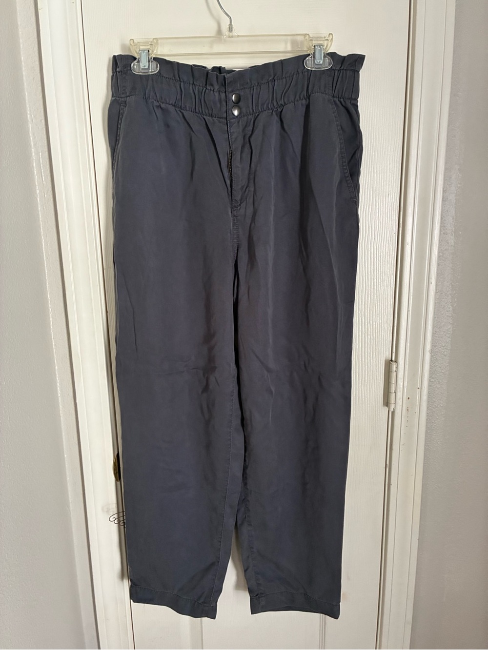 LOFT Charcoal Paper-bag Straight Pants